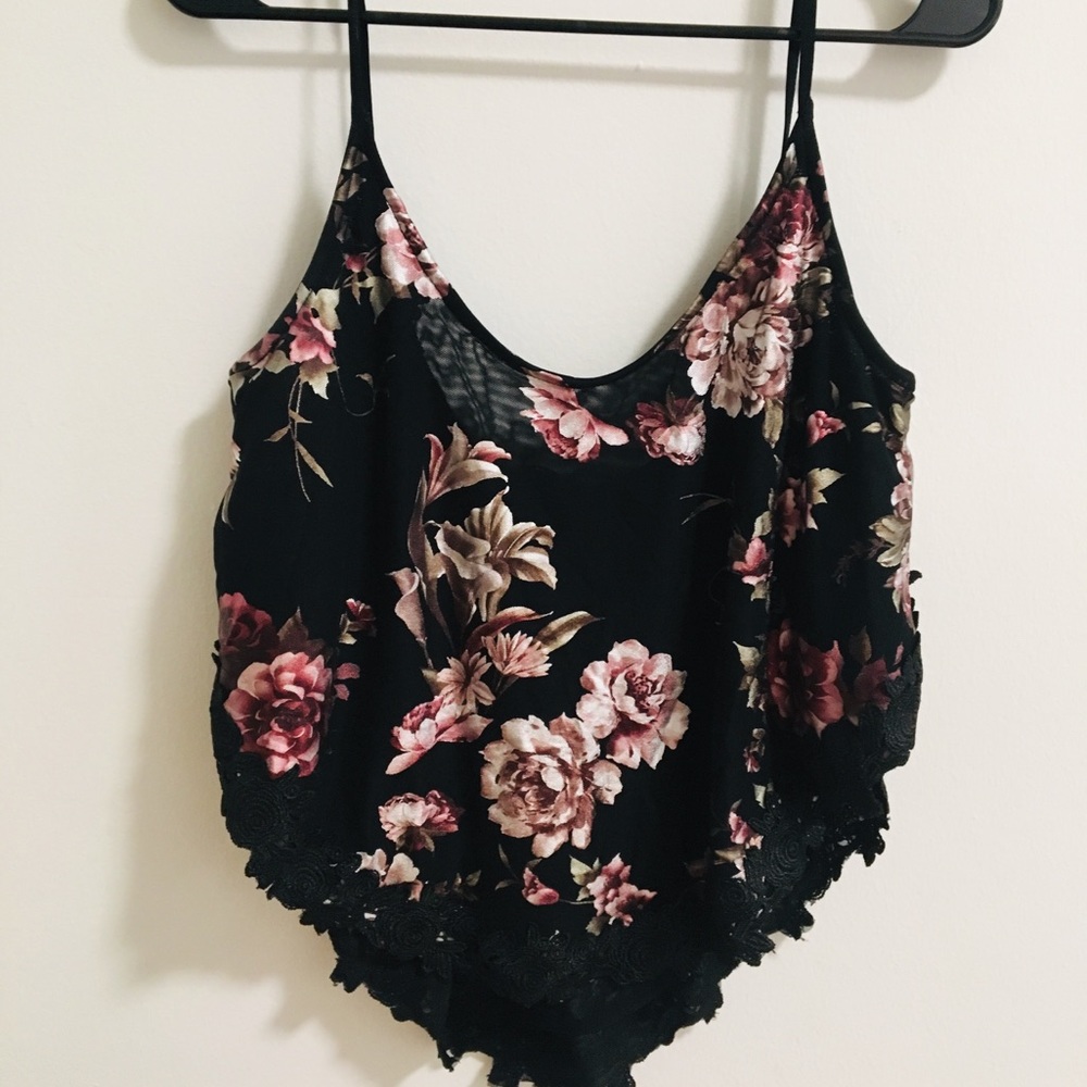 Beautiful black floral tank